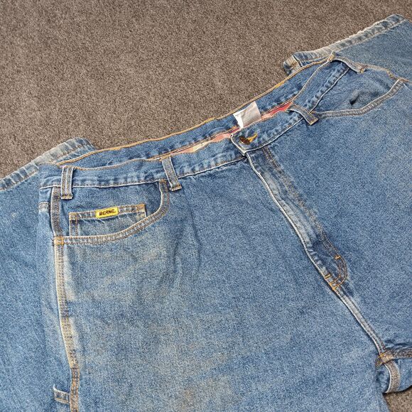 Berne Carpenter Jeans Men 42x30 Blue Flannel Lined Workwear Pants - Picture 2 of 13